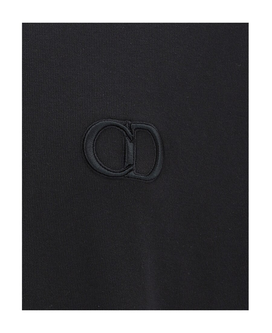 Dior Logo Round Collar Short-sleeved T-shirt In Black