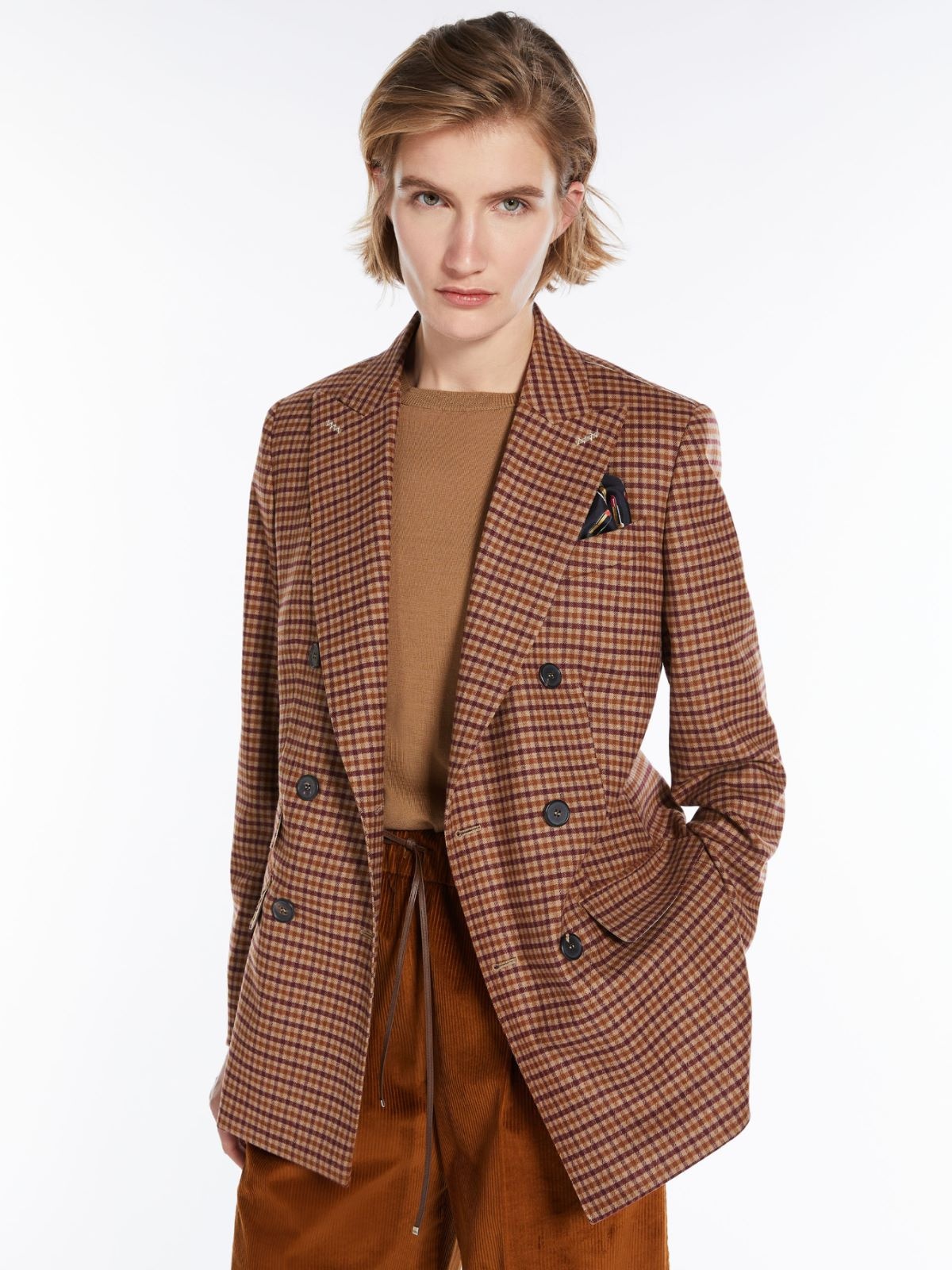Max Mara Wool Cashmere Suit Jacket In Brown