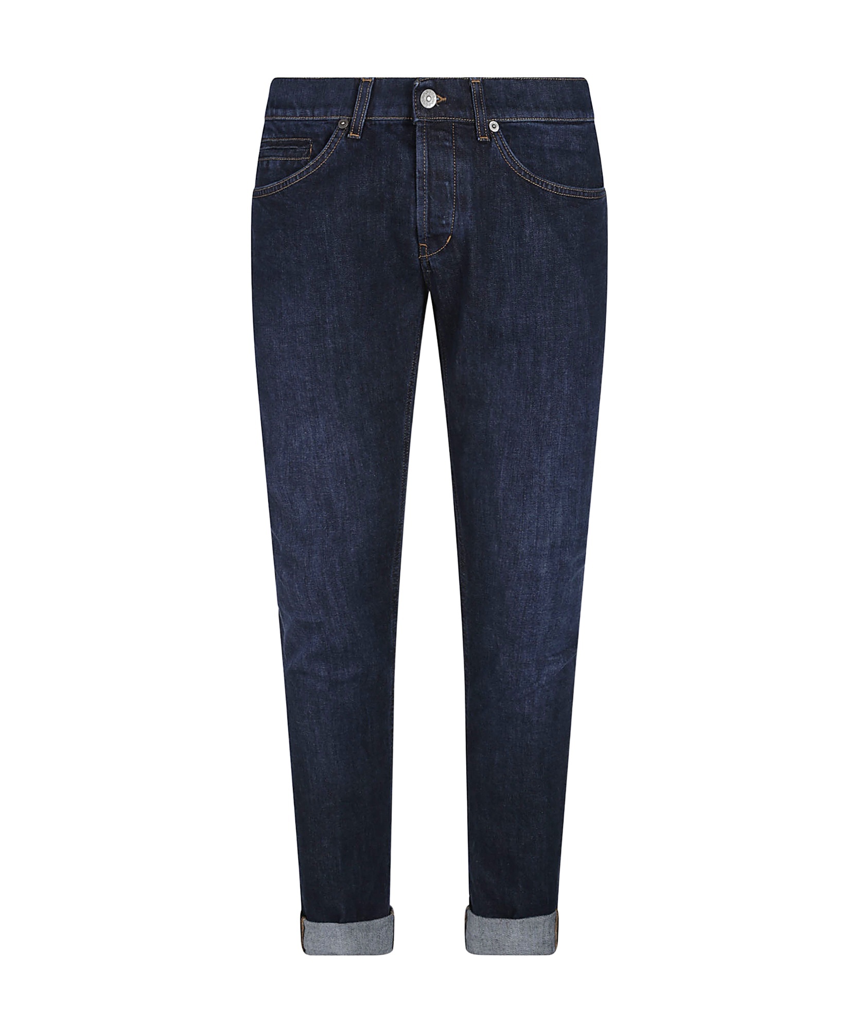 Dondup Rolled Cuffs Five-pocket Trousers With Contrast Stitching In Black
