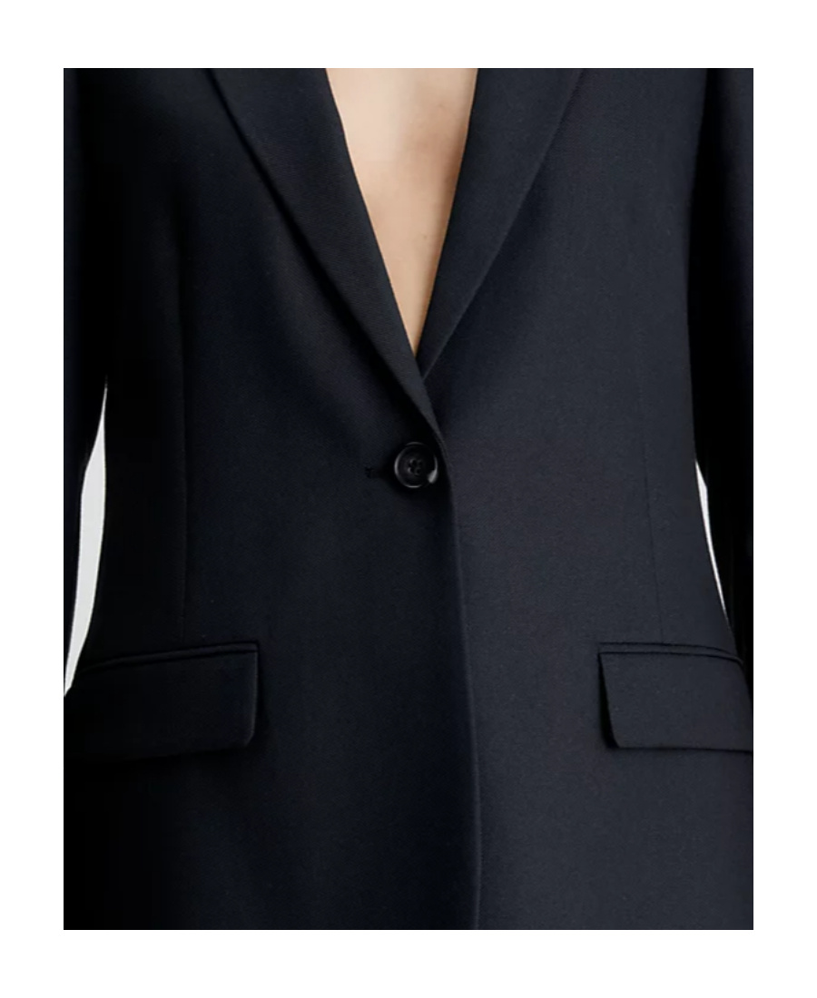 Calvin Klein V-neck Long-sleeved Suit Jacket In Black