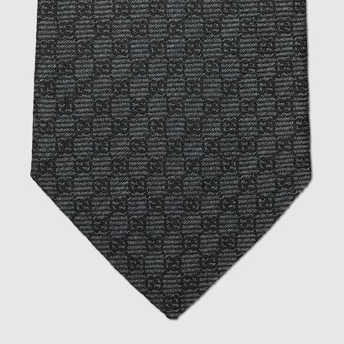 Gucci Interlocking G Silk-wool Tie In Black
