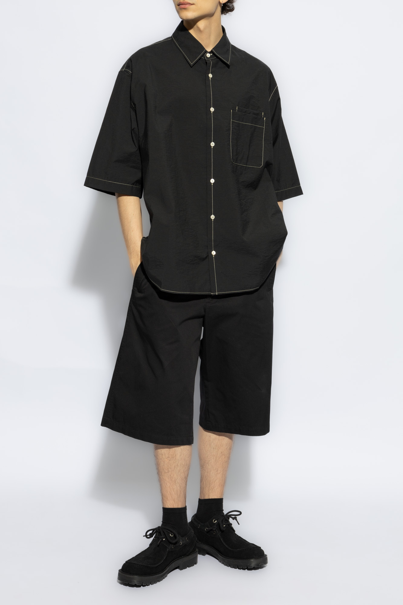 Lemaire Twill-weave Bermuda Shorts In Black