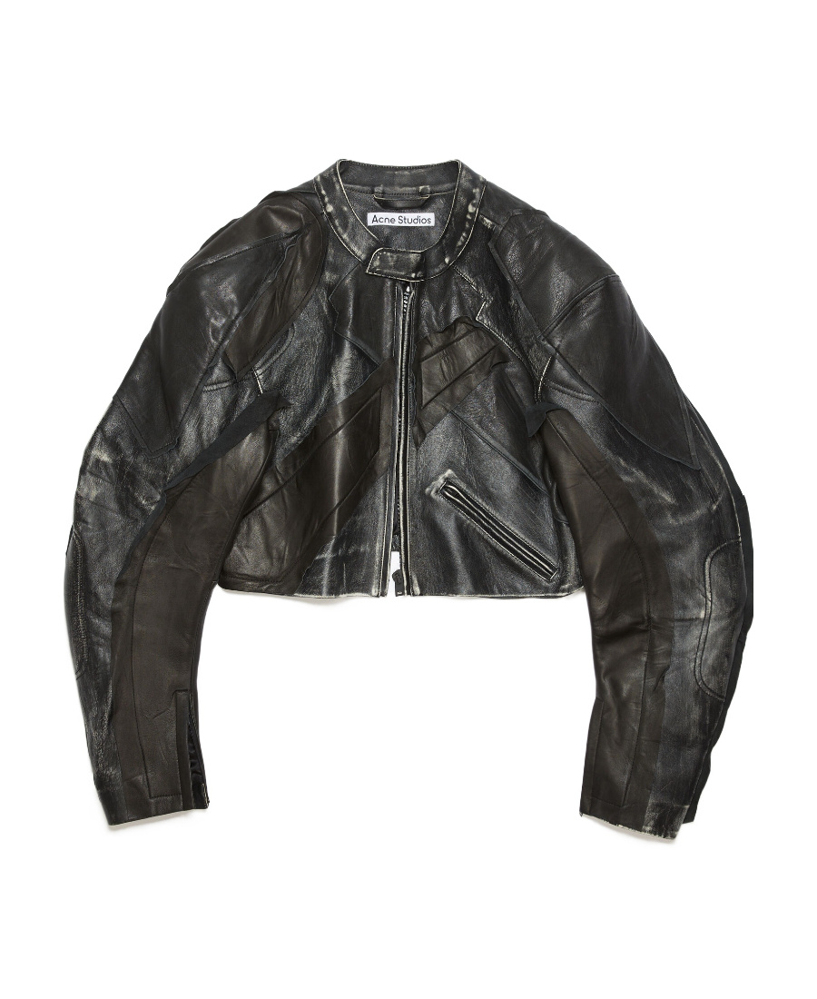 Acne Studios Patchwork Leather Jacket In Black