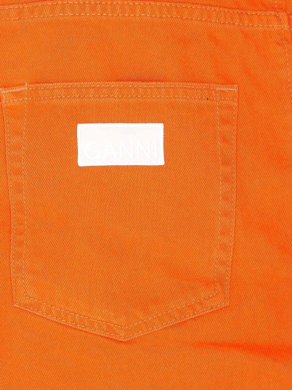 Ganni Orange Cutline Denim Miniskirt In Orange