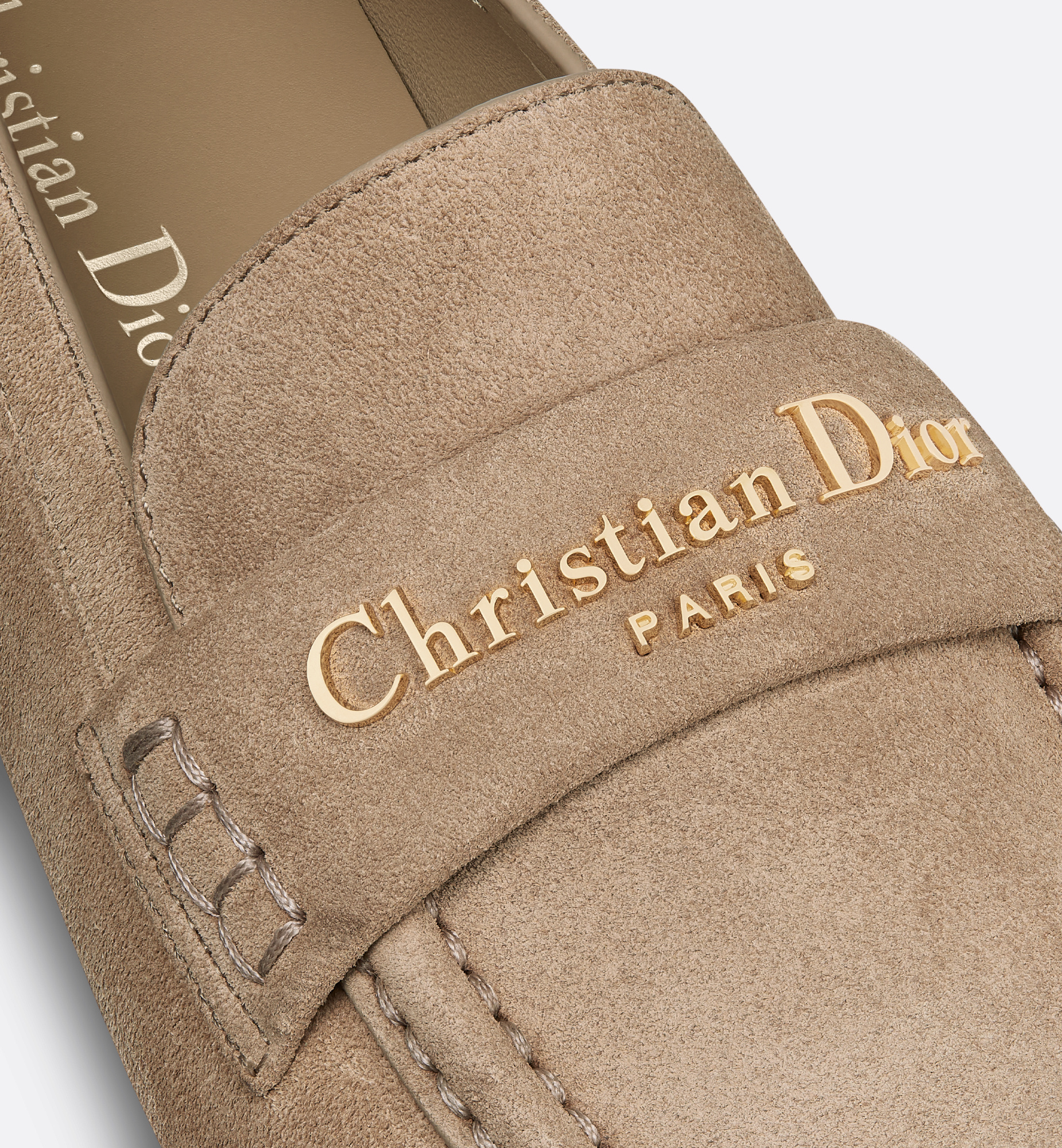 Dior Loafers Round Toe Flat Sole In Brown