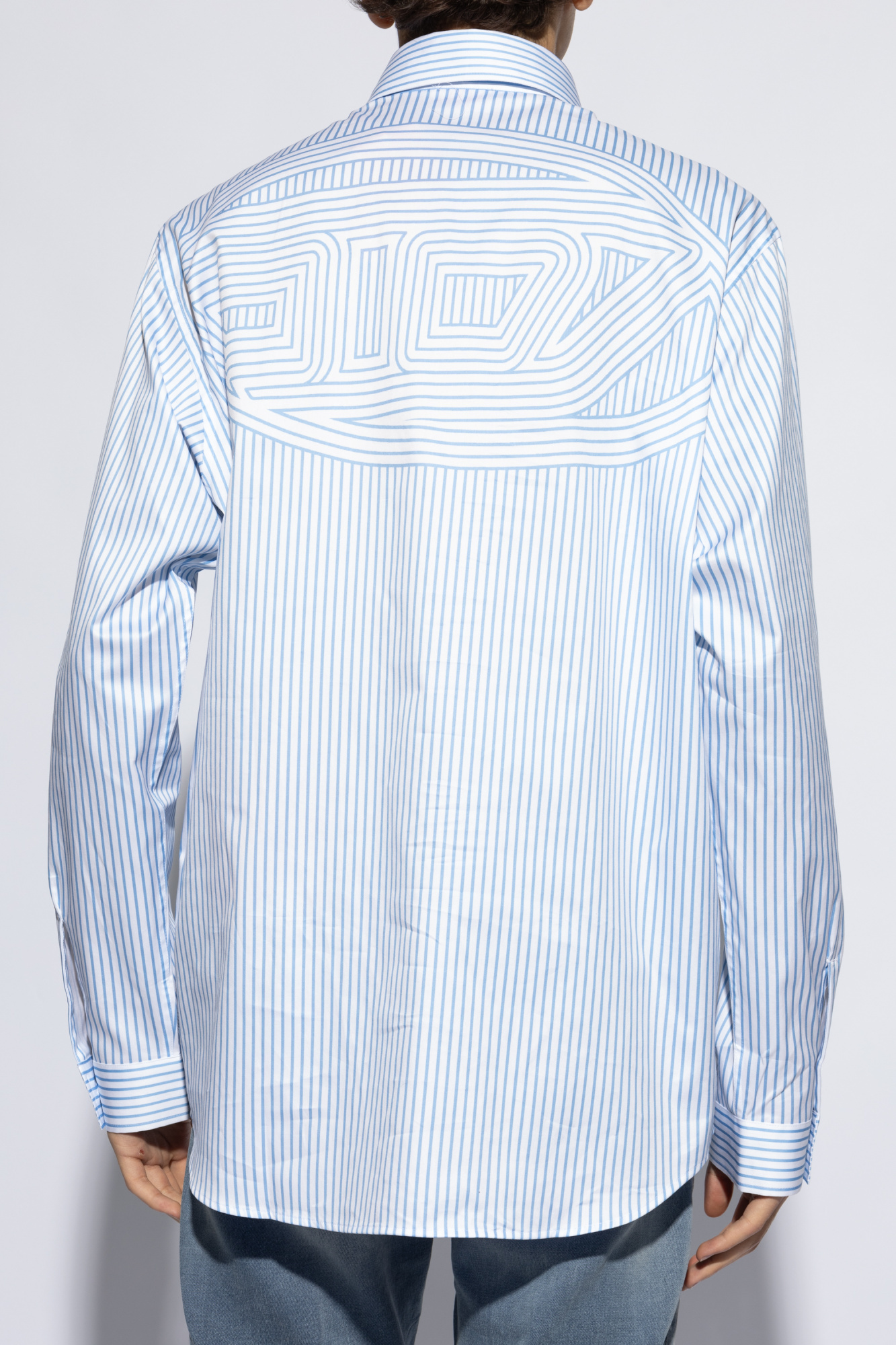 Diesel S-turner Striped Cotton Shirt In Blue