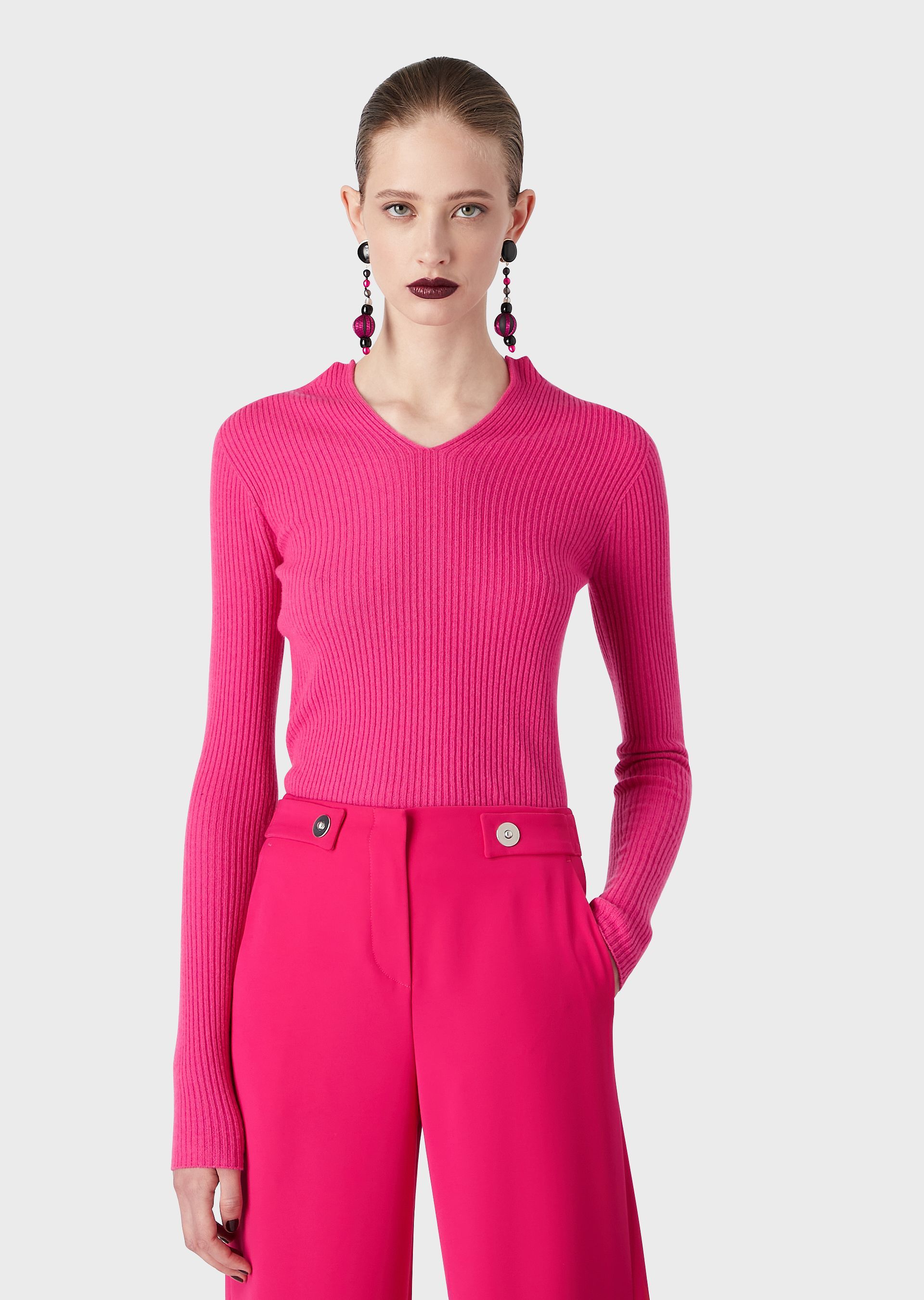 Giorgio Armani Rib Cashmere Sweater In Pink
