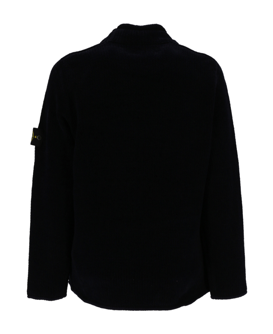 Stone Island Ribbed Wool Turtleneck Sweater Clothing In Blue