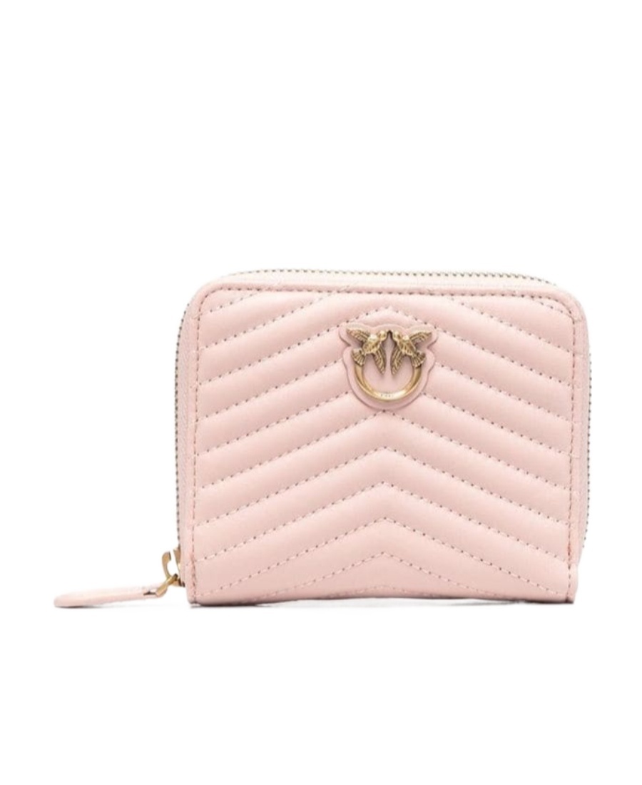 Pinko Logo Plaque Quilted Zipped Wallet