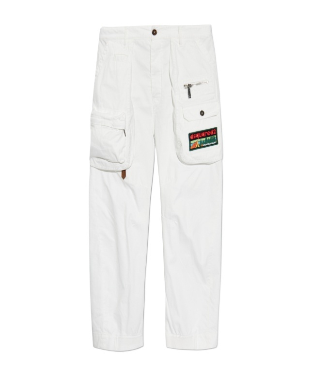 Dsquared2 Tapered Cargo Trousers In White