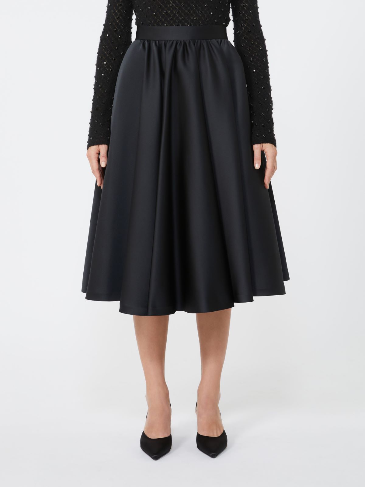 Max Mara A-line Gathered Skirt In Black