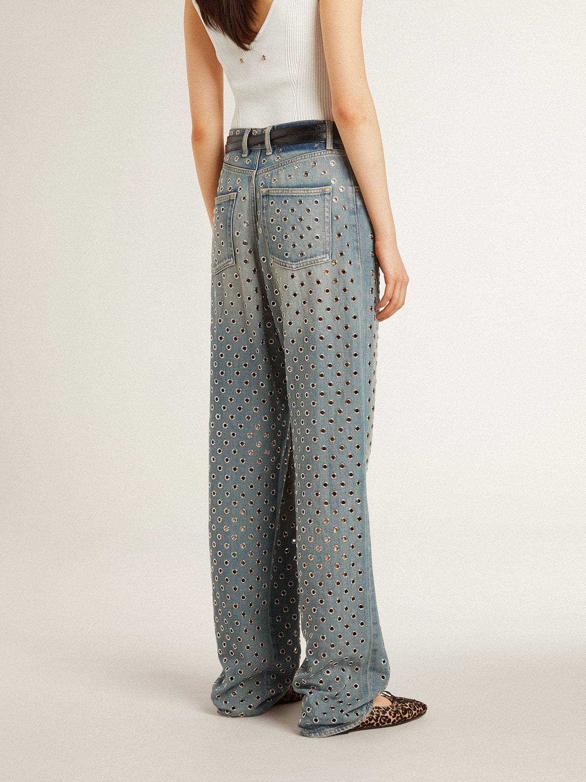 Golden Goose Eye Stud Jeans In Gray