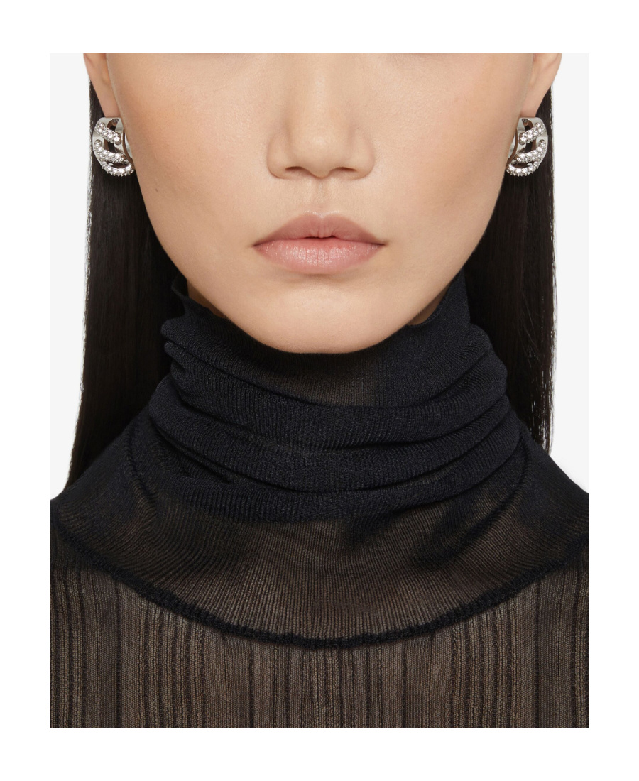 Givenchy Stitch Earrings In Metal With Crystals In White