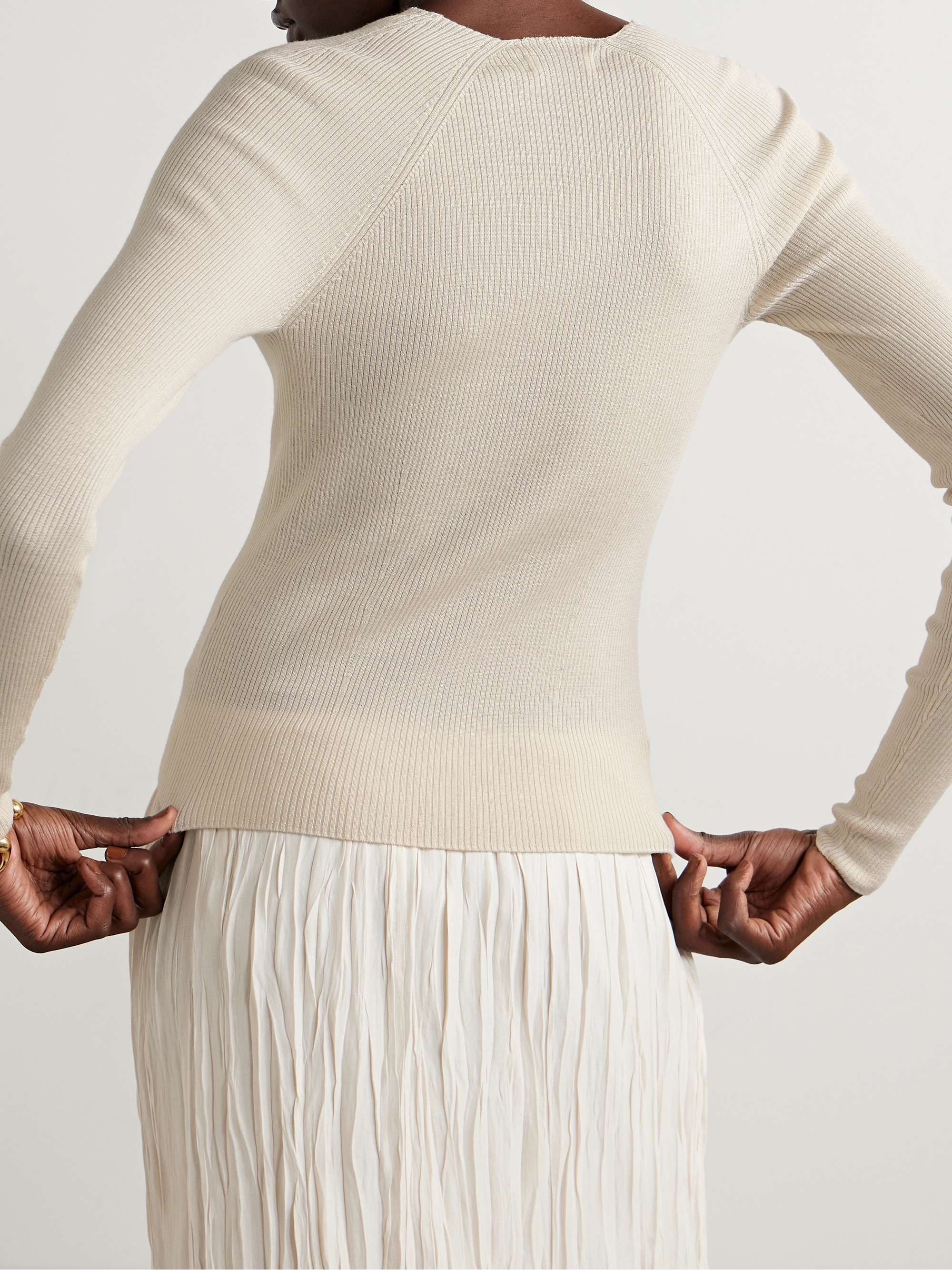 Shop Dries Van Noten Long-sleeved Sweater In Nude