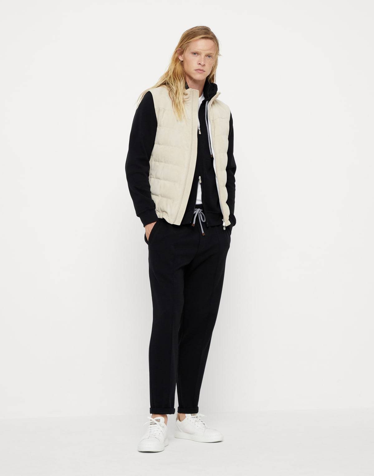 Brunello Cucinelli Cotton Blend Zipped Hoodie In Black