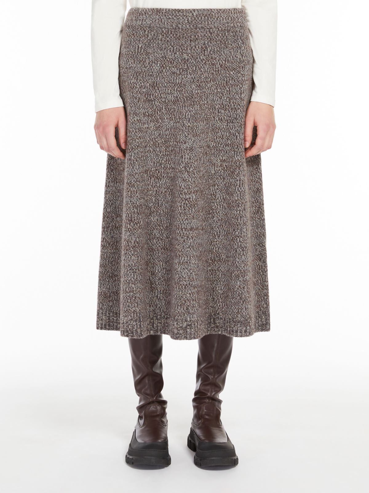 Weekend Max Mara Trumpet-shaped Wool Skirt In Gray