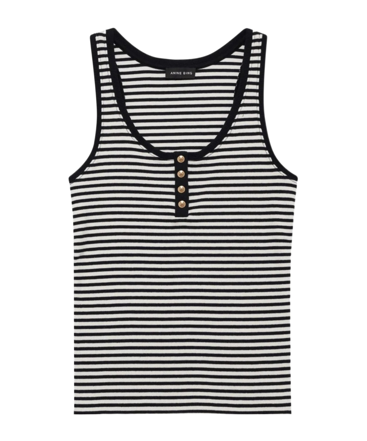 Anine Bing Alessia Tank Top In Black Cotton In Black