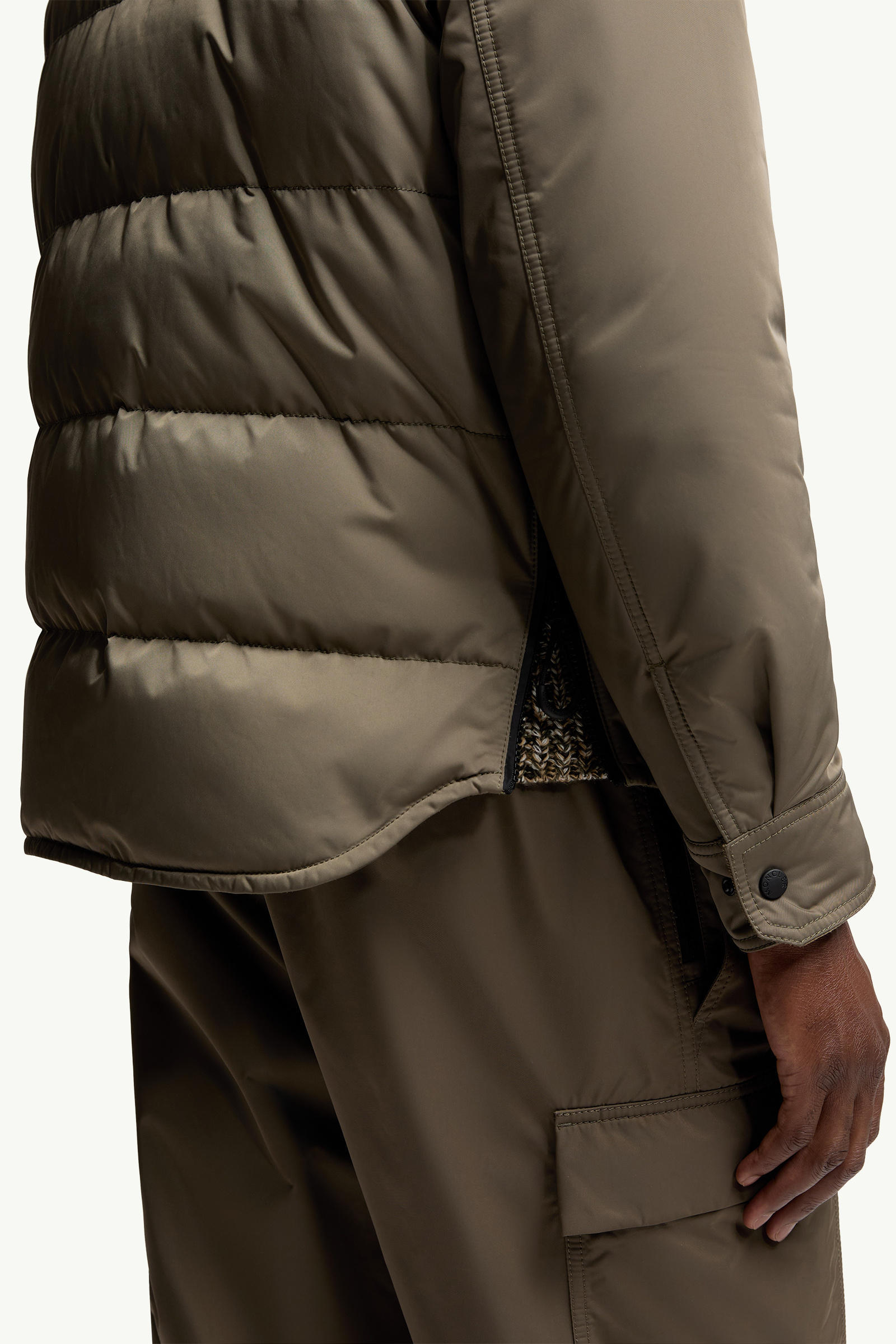 Moncler Apres Ski Corduroy-trimmed Down Jacket In Brown