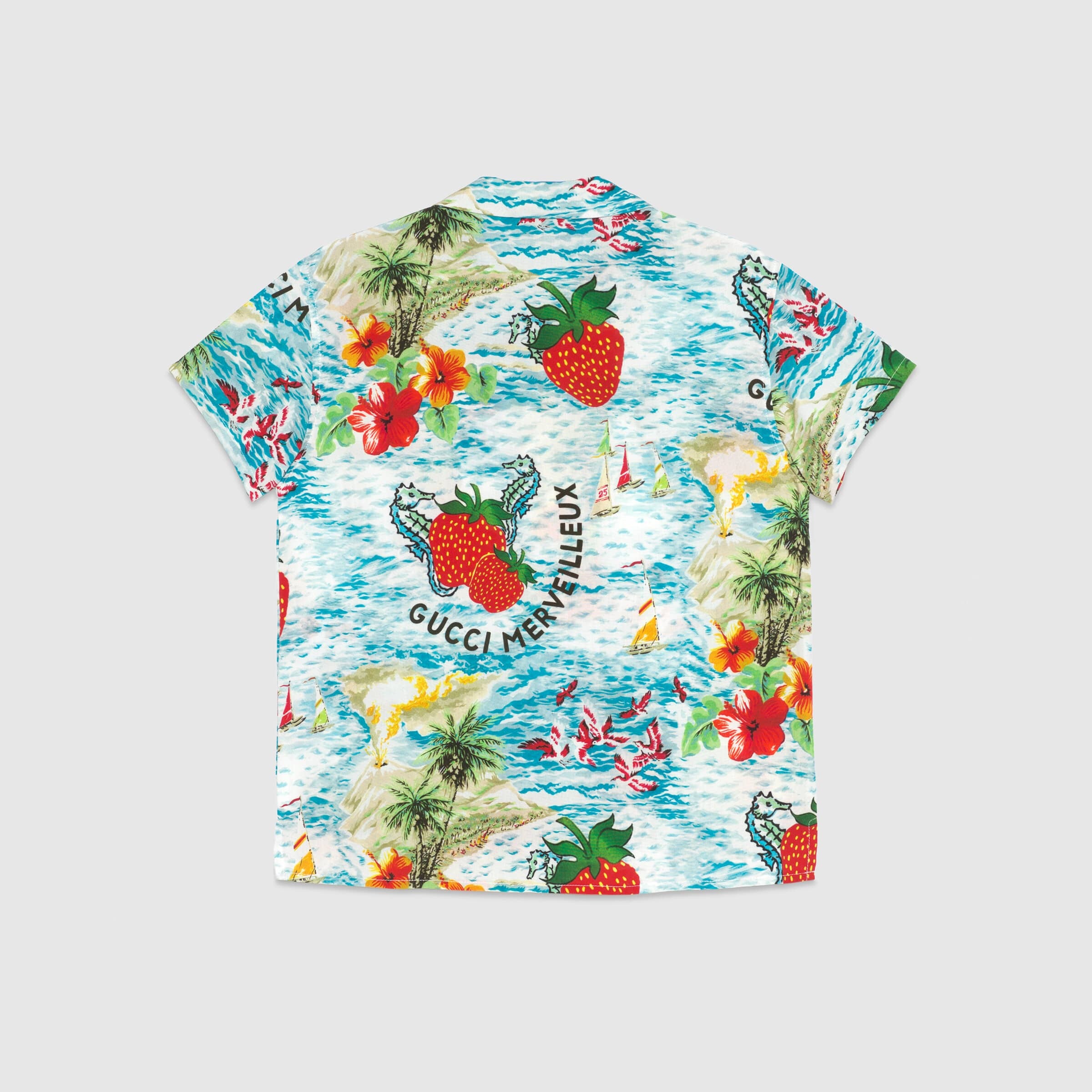Gucci Strawberry Smoothie-print Shirt In Multicolor