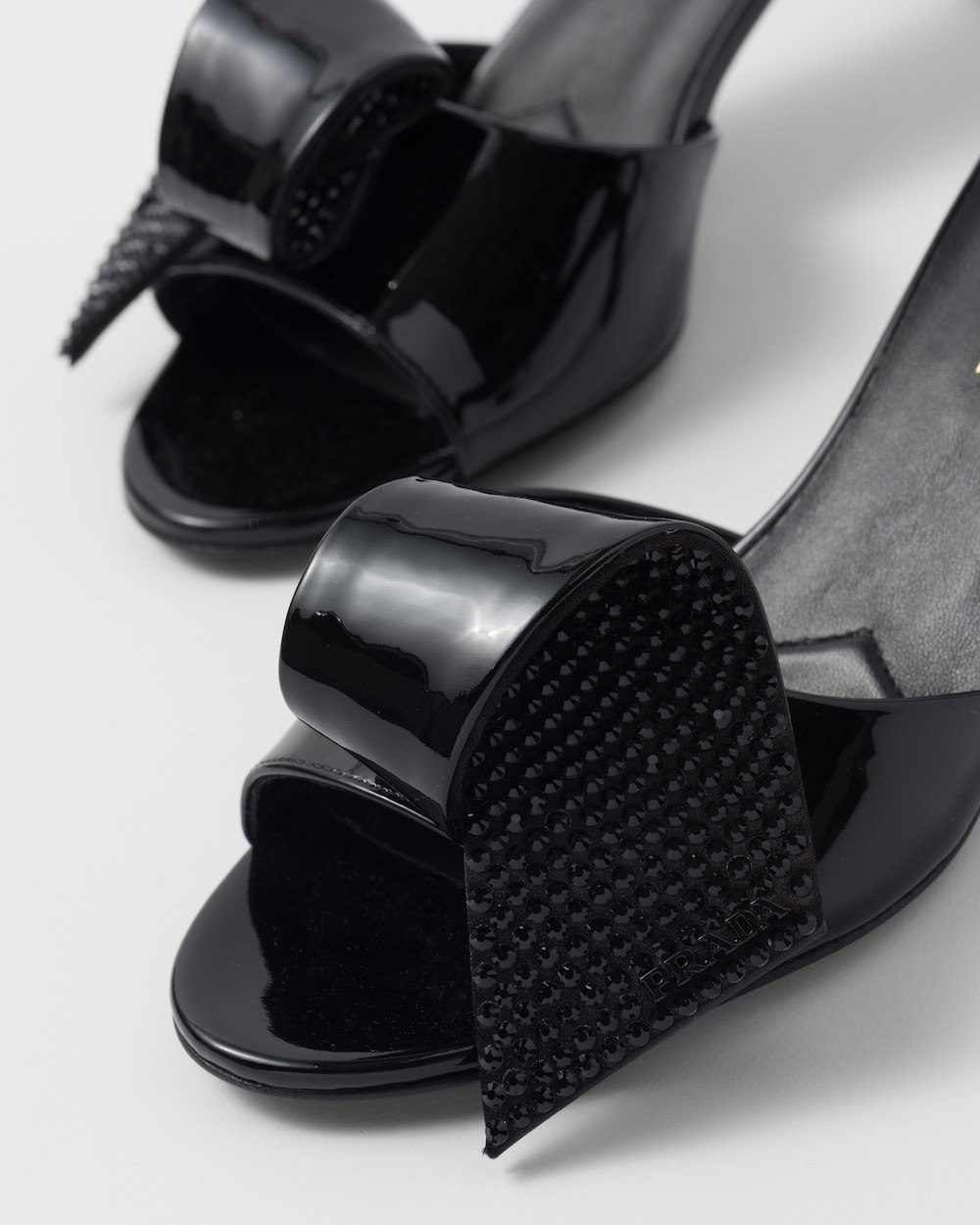 Prada Bow Sandals In Black