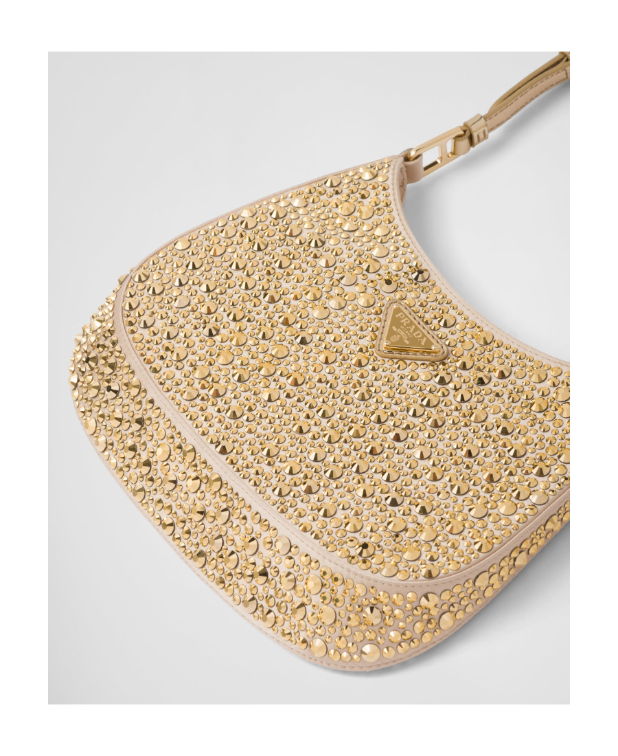 Prada Cleo Satin Bag With Crystals In Yellow