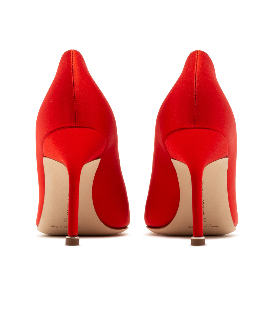 Manolo Blahnik Satin High Heels In Red