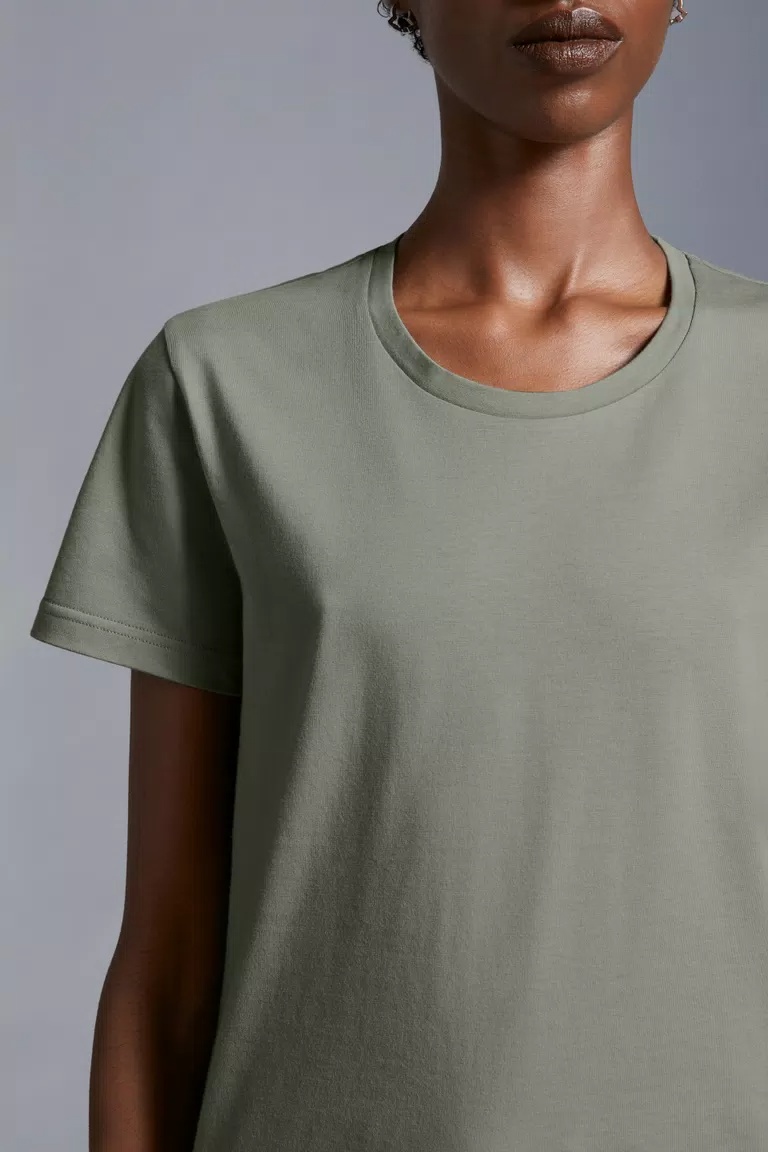 Moncler Logo-patch Cotton T-shirt In Brown