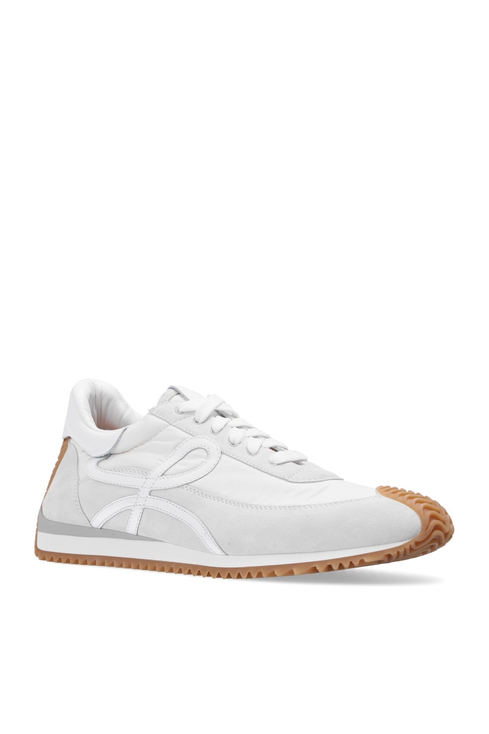 Loewe Suede & Tech Flow Runner Low Sneakers In White