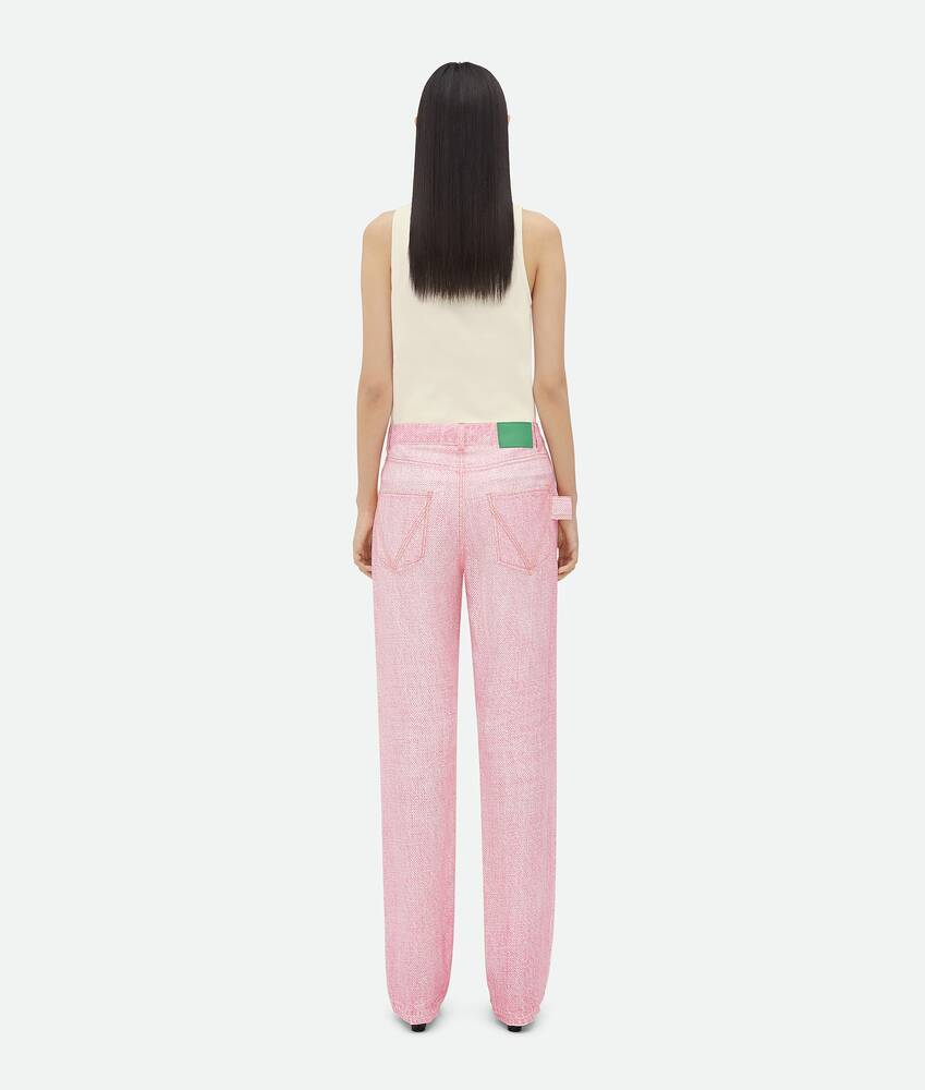 Bottega Veneta Denim Printed Viscose Trousers In Pink