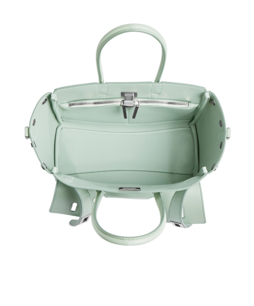 Balenciaga Mini Leather Bel Air Carry All Tote Bag In Mineral Green