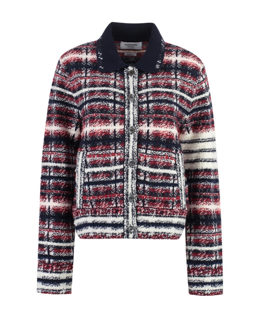 Shop Thom Browne Check-print 4-bar Jacket In Black