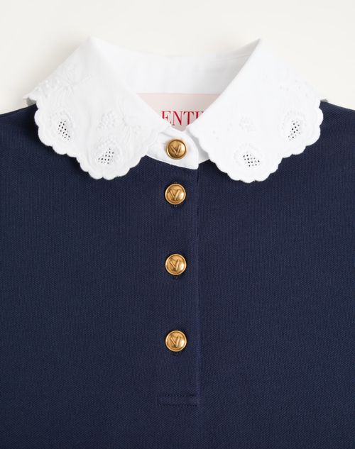 Valentino Garavani Embroidered Cotton Sweatshirt Polo Shirt In Black