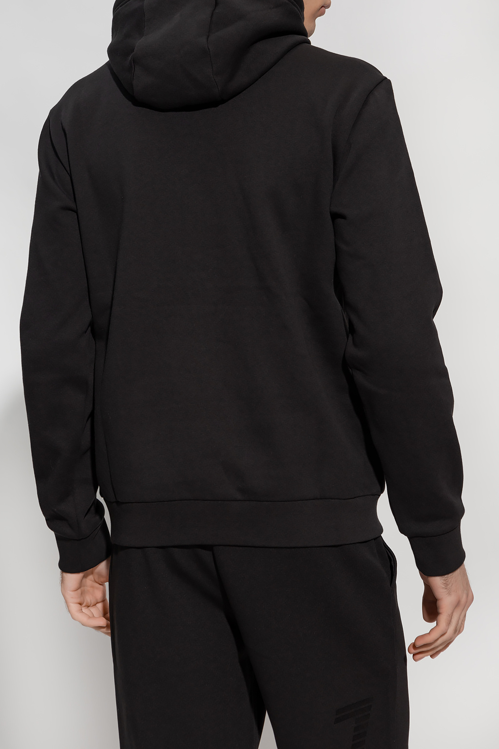 Ea7 Logo-print Drawstring Hoodie In Black