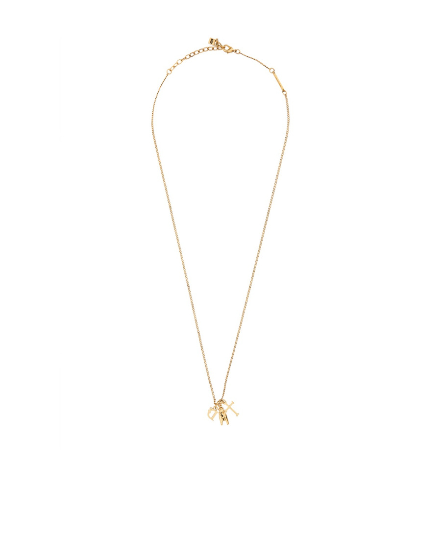 Shop Dsquared2 Charm-details Cable-chain Necklace In Yellow