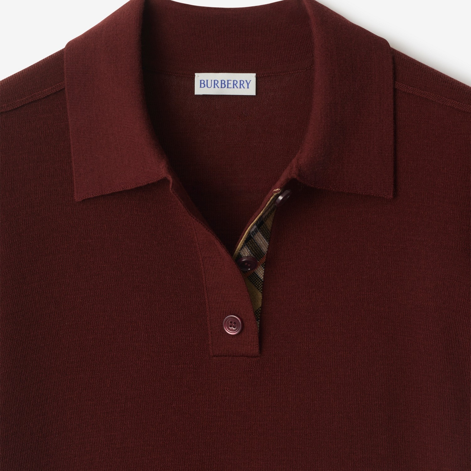 Burberry Short-sleeve Knit Polo Shirt In Burgundy