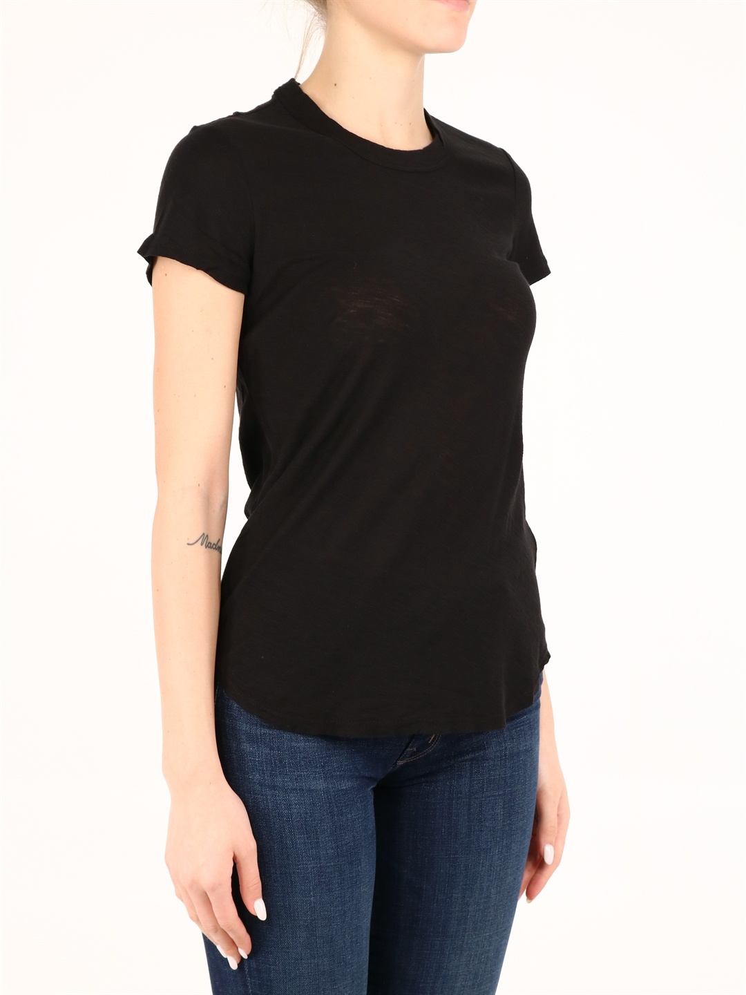 James Perse Sheer Slub Crew Neck Tee In Black