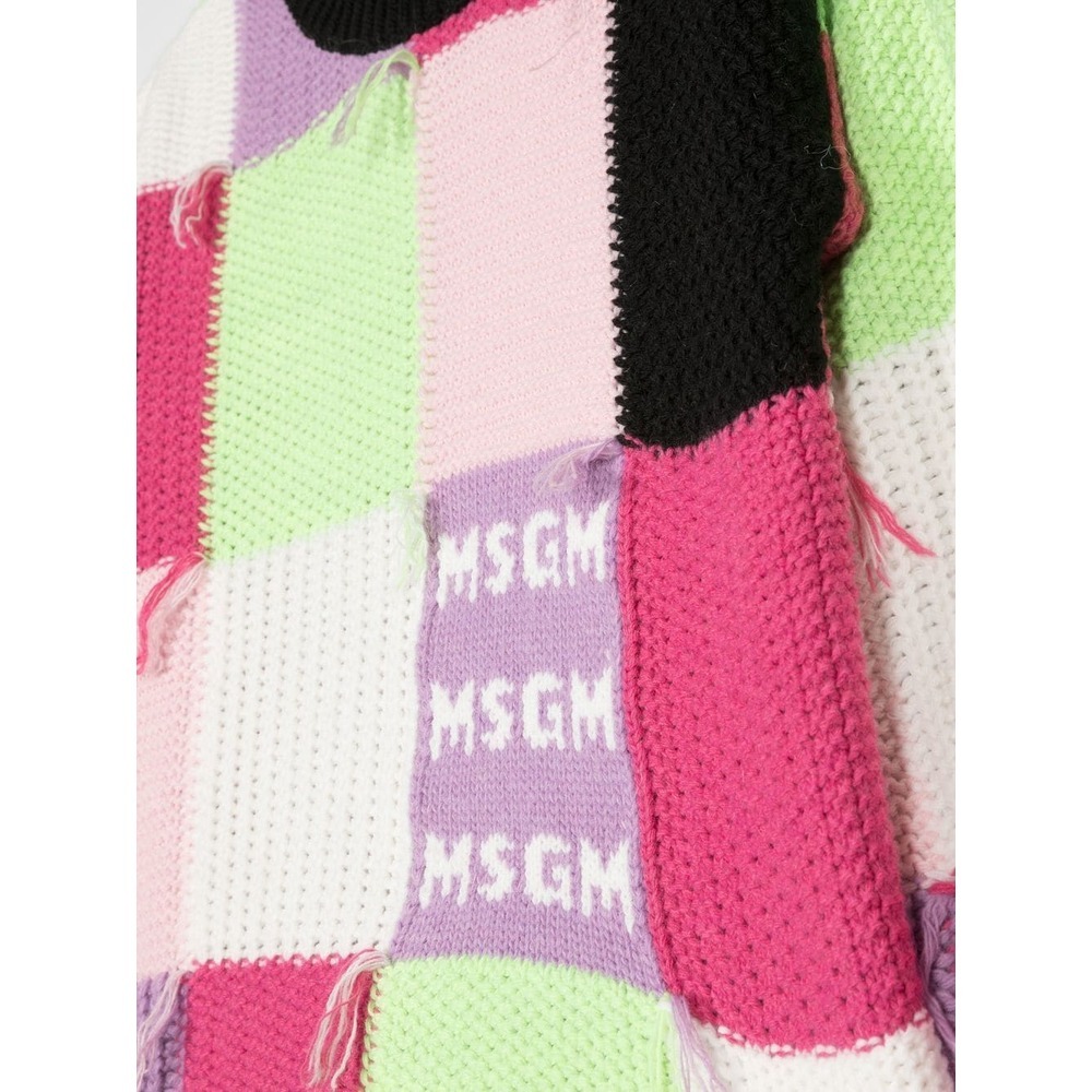 Msgm Distressed Patchwork Jumper In Pink