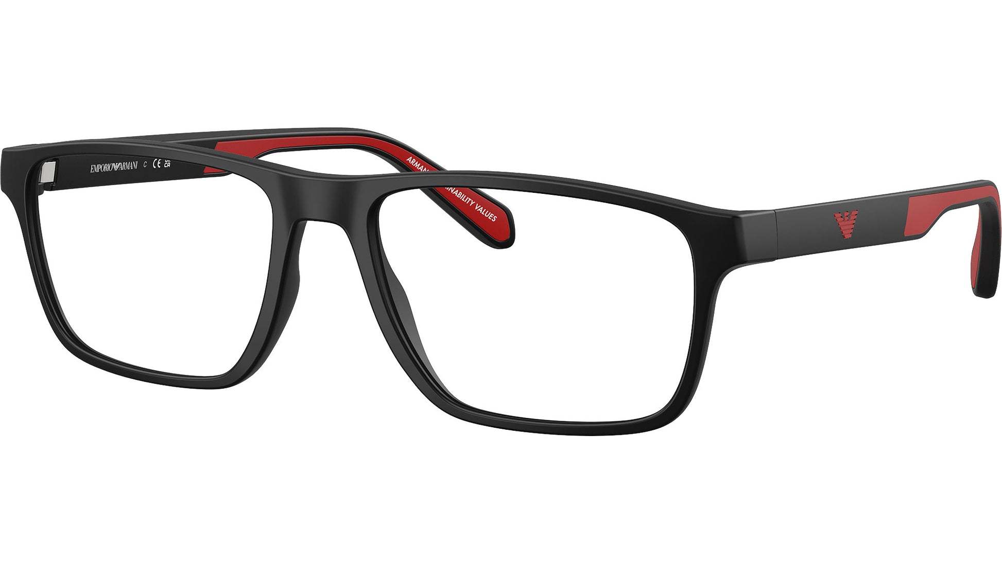 Emporio Armani 54mm Rectangle Optical Glasses In Black