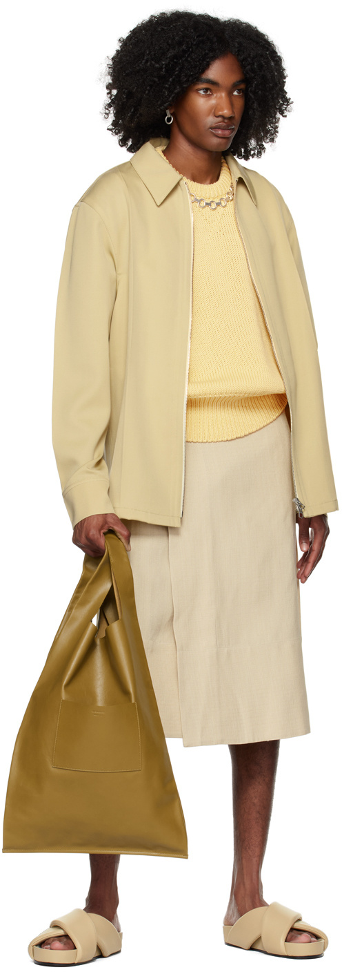 Jil Sander Zipper Wool Casual Jacket In Yellow