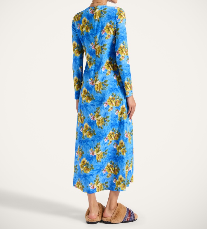 La Doublej Long-sleeve Floral-print Maxi Dress In Multi