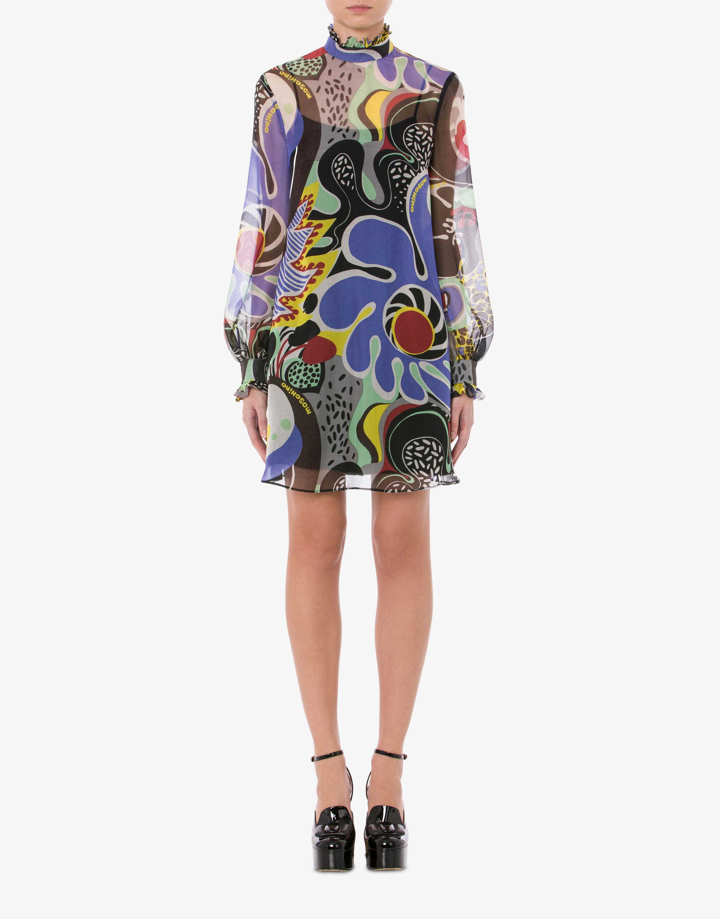 Moschino Long Sleeved Dress In Multicolor