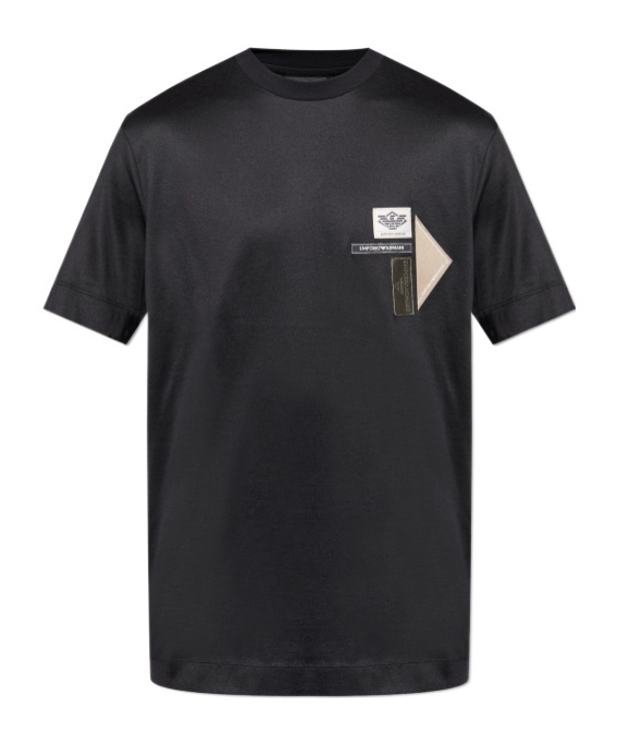 Emporio Armani Logo-patch Crewneck T-shirt In Black