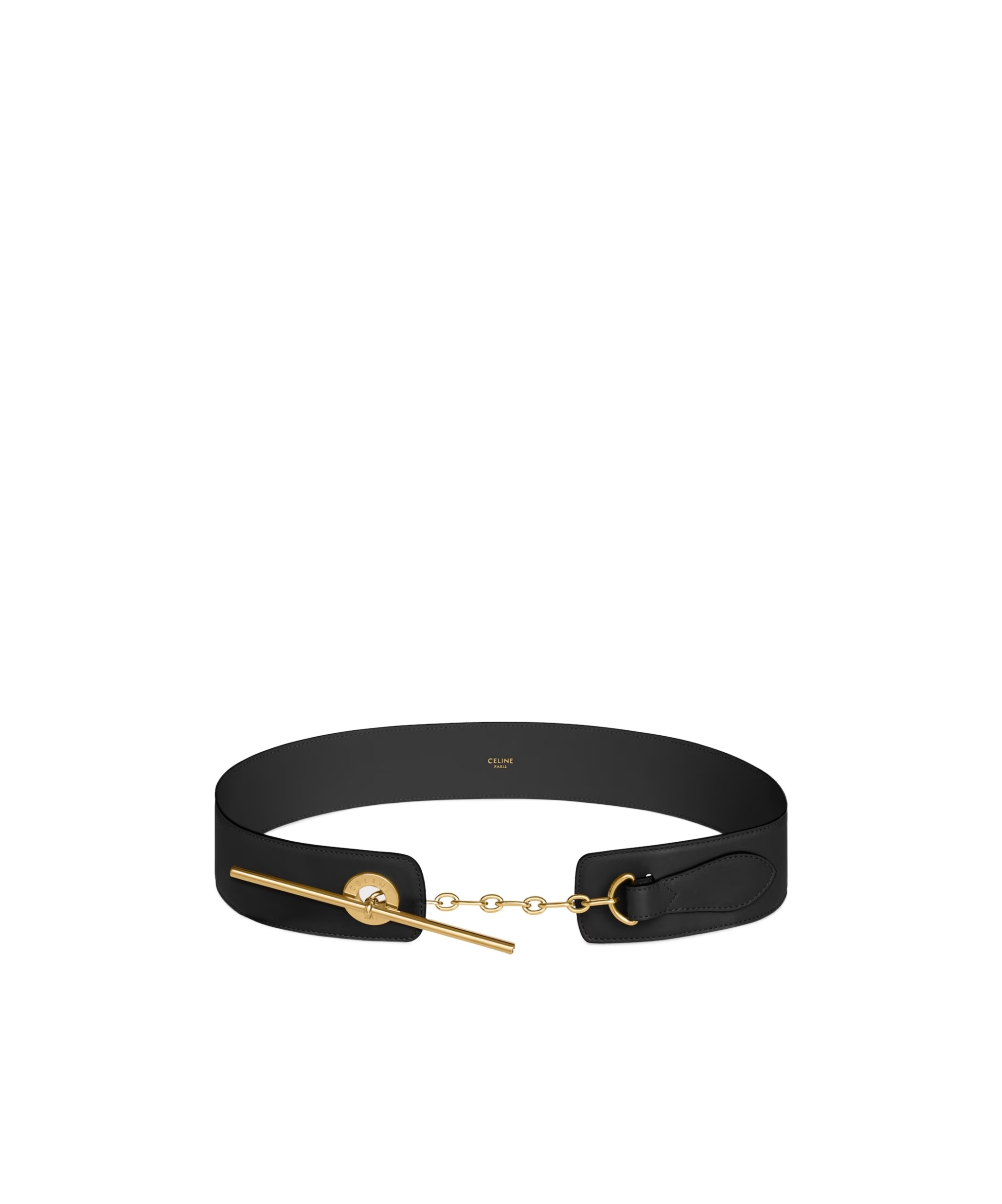Celine Large 50mm Disc Belt In Supple Natural Calfskin In Black