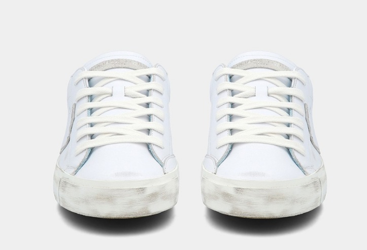 Philippe Model Distressed Leather Low-top Sneakers In White