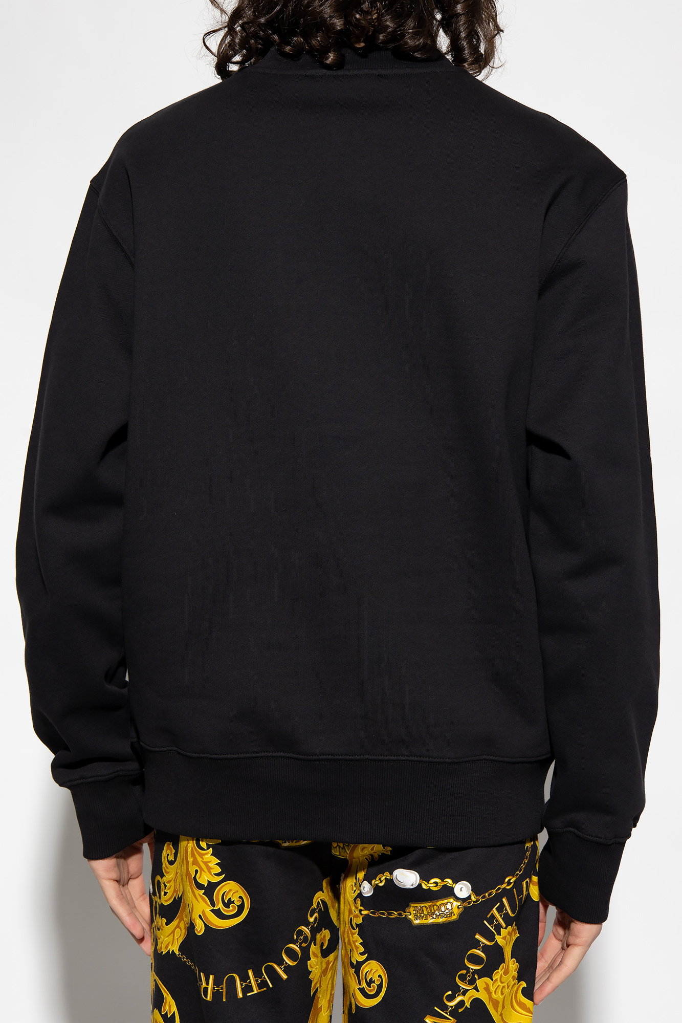 Versace Jeans Logo-print Cotton Sweatshirt In Black