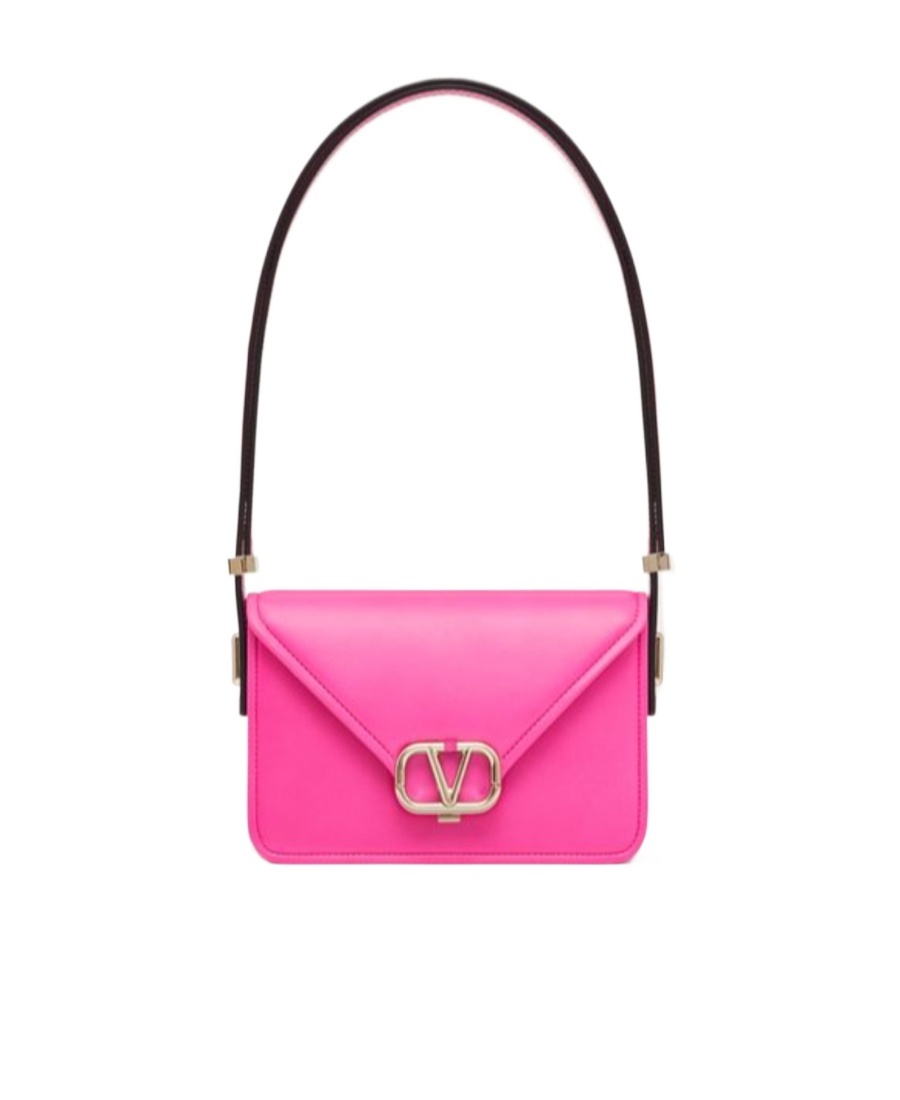 Valentino Small Letter Smooth-grain Shoulder Bag In Pink