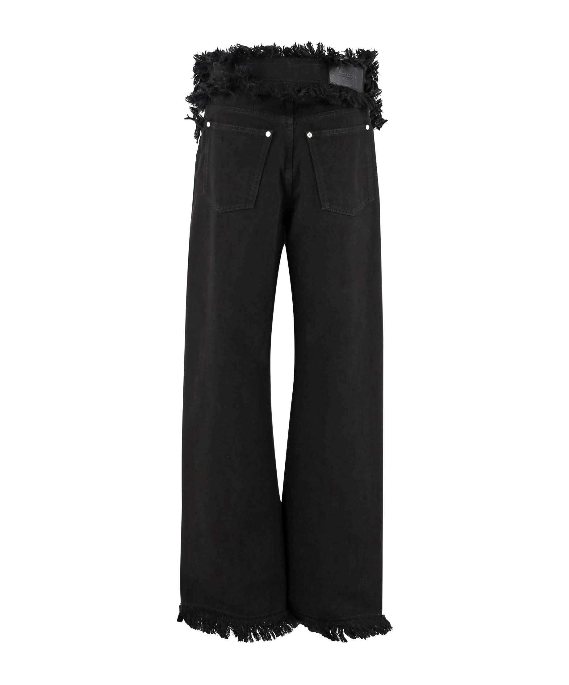 Ferragamo Frayed High-rise Straight-leg Pants In Black