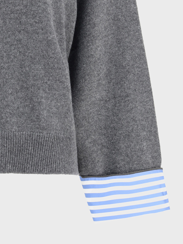 Brunello Cucinelli High Collar Knit Sweater In Gray