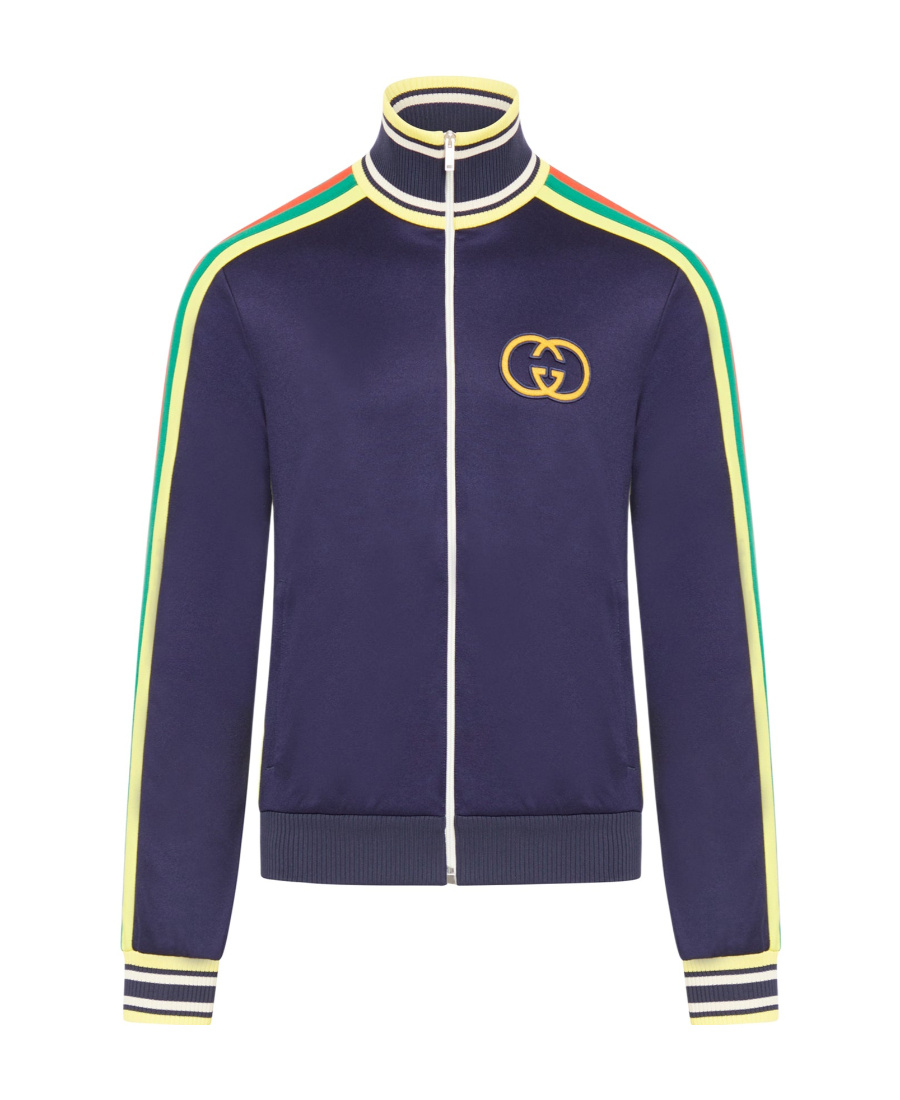 Gucci Interlocking G Zipped Track Jacket In Blue