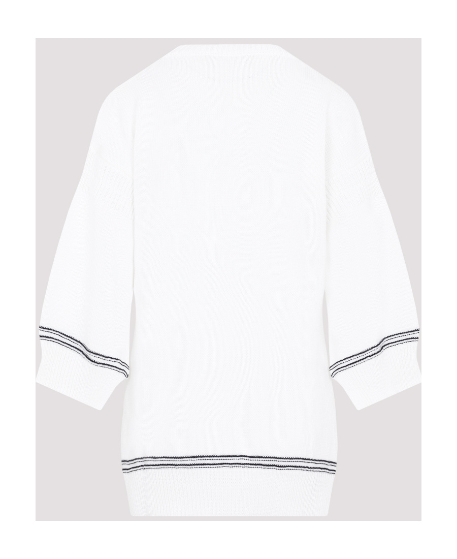 Marni Logo Jacquard Cotton Knit Sweater In White